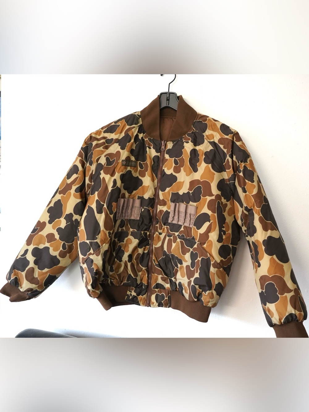 Vtg COLUMBIA Men’s Large Duck Camo Hunting Bomber Reversible Jacket